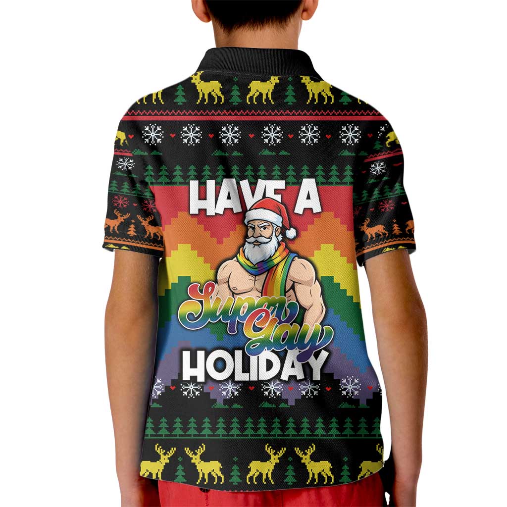Have A Super Gay Holiday Christmas Kid Polo Shirt Xmas Holiday Patterns - Wonder Print Shop