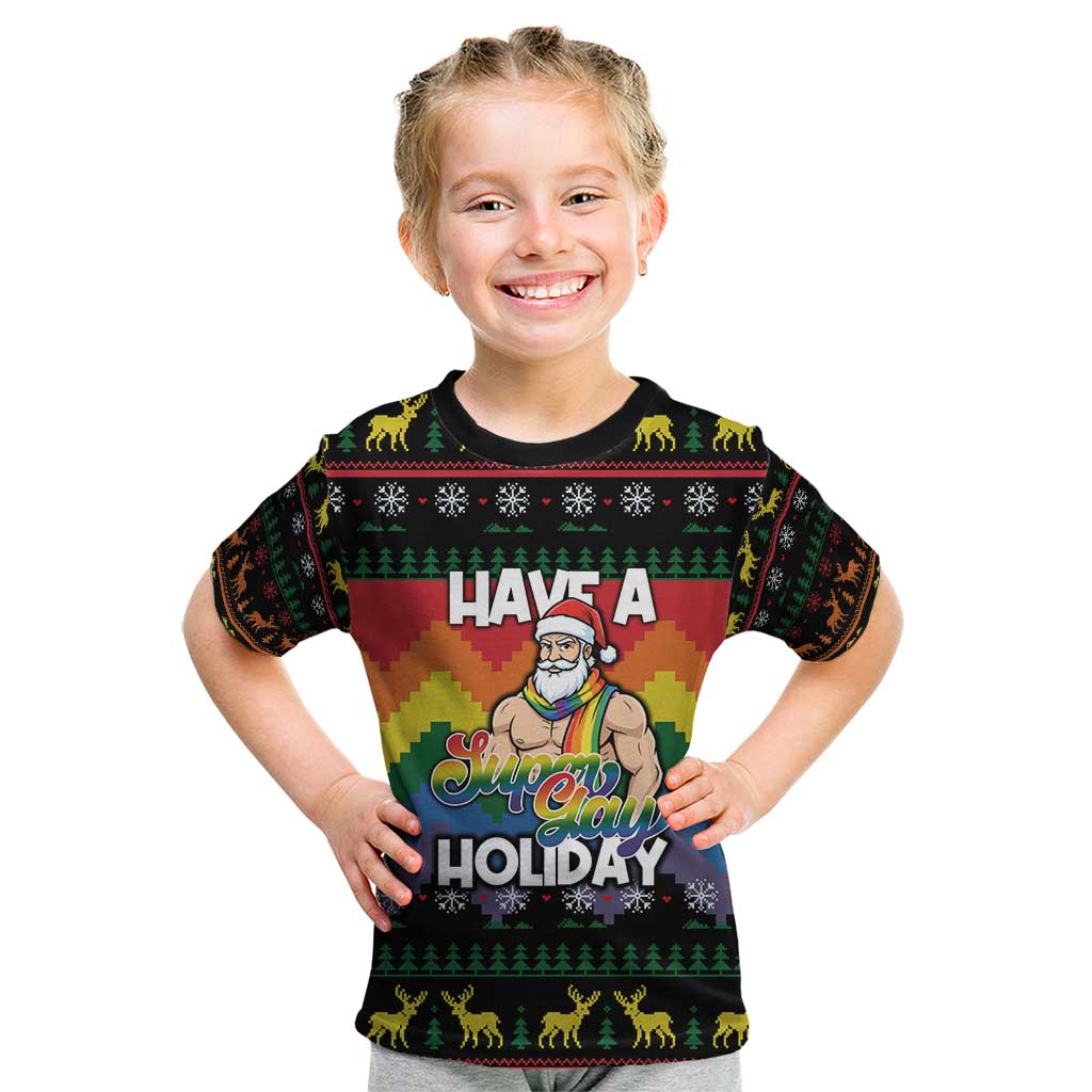 Have A Super Gay Holiday Christmas Kid T Shirt Xmas Holiday Patterns - Wonder Print Shop