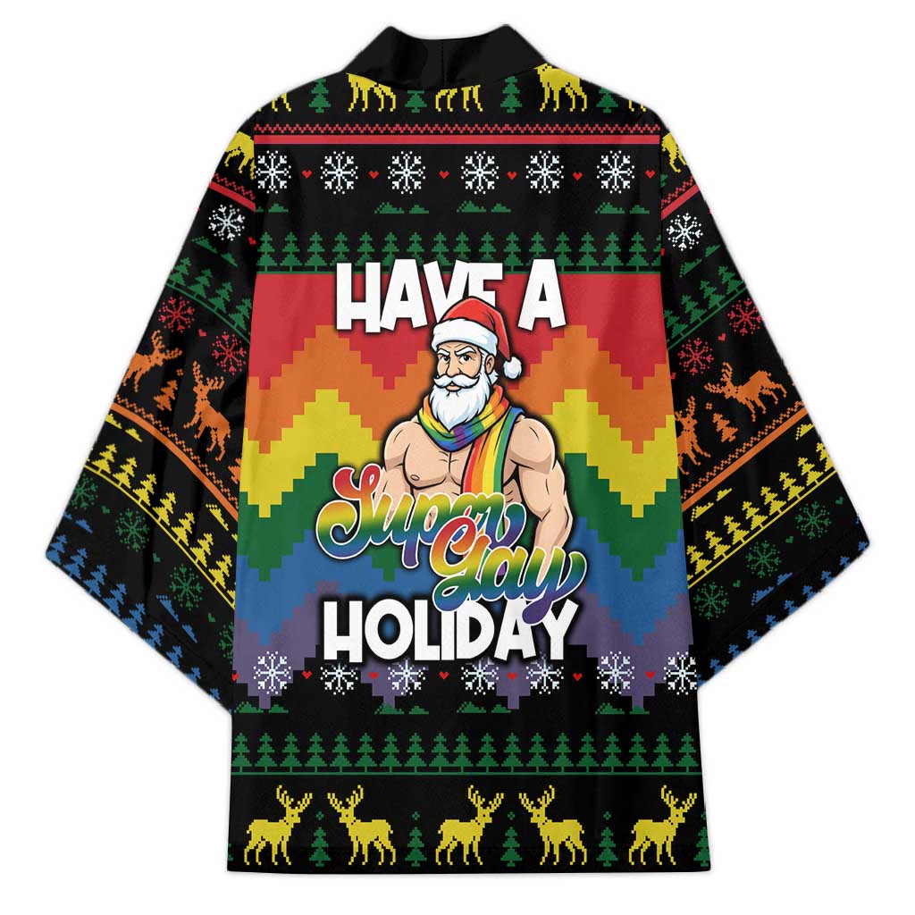 Have A Super Gay Holiday Christmas Kimono Xmas Holiday Patterns - Wonder Print Shop