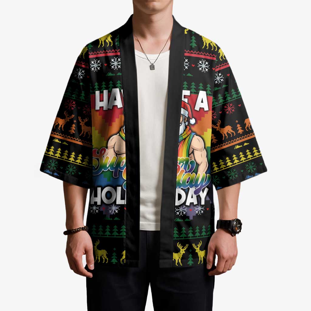 Have A Super Gay Holiday Christmas Kimono Xmas Holiday Patterns - Wonder Print Shop