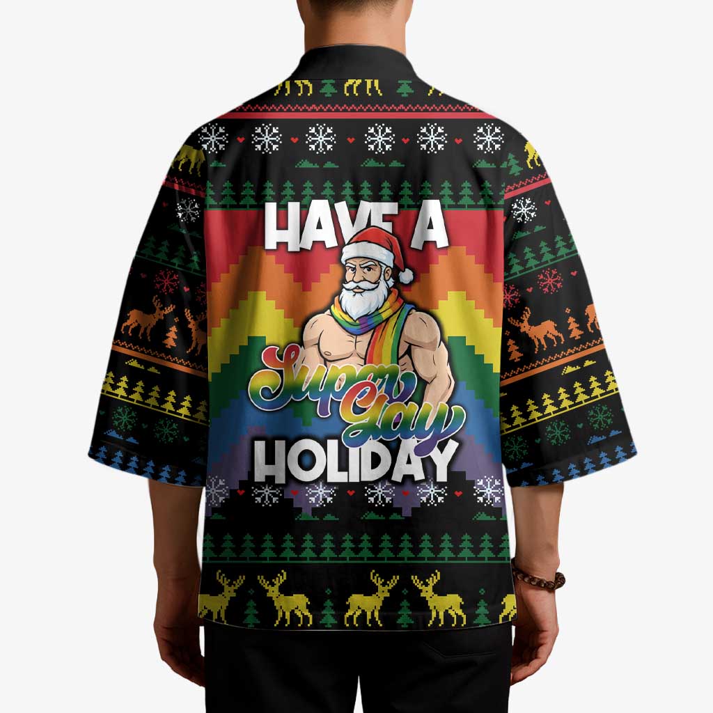 Have A Super Gay Holiday Christmas Kimono Xmas Holiday Patterns - Wonder Print Shop