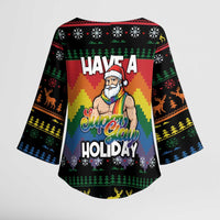 Have A Super Gay Holiday Christmas Kimono Sleeve Blouse Xmas Holiday Patterns - Wonder Print Shop