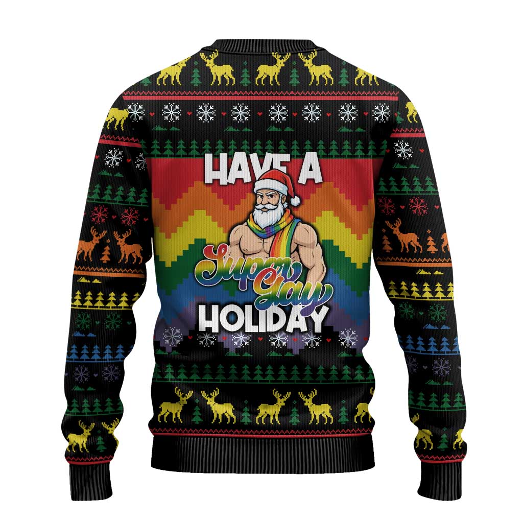 Have A Super Gay Holiday Christmas Ugly Christmas Sweater Xmas Holiday Patterns - Wonder Print Shop