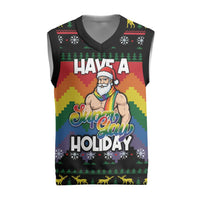 Have A Super Gay Holiday Christmas Knitted V-Neck Vest Xmas Holiday Patterns - Wonder Print Shop