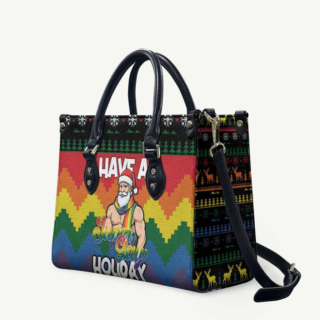 Have A Super Gay Holiday Christmas Leather Bag Xmas Holiday Patterns - Wonder Print Shop
