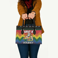 Have A Super Gay Holiday Christmas Leather Bag Xmas Holiday Patterns - Wonder Print Shop