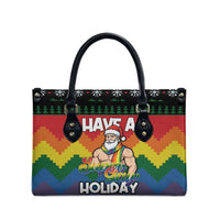 Have A Super Gay Holiday Christmas Leather Bag Xmas Holiday Patterns - Wonder Print Shop