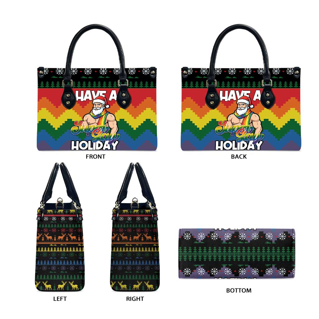 Have A Super Gay Holiday Christmas Leather Bag Xmas Holiday Patterns - Wonder Print Shop
