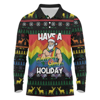 Have A Super Gay Holiday Christmas Long Sleeve Polo Shirt Xmas Holiday Patterns - Wonder Print Shop