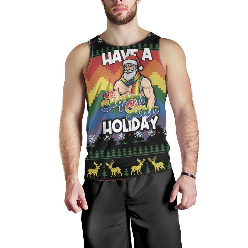 Have A Super Gay Holiday Christmas Men Tank Top Xmas Holiday Patterns - Wonder Print Shop