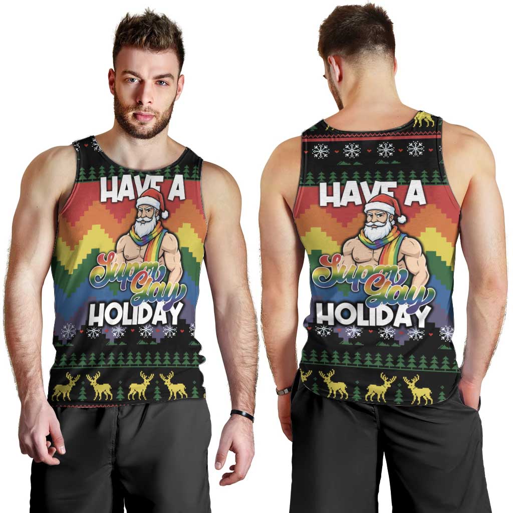 Have A Super Gay Holiday Christmas Men Tank Top Xmas Holiday Patterns - Wonder Print Shop