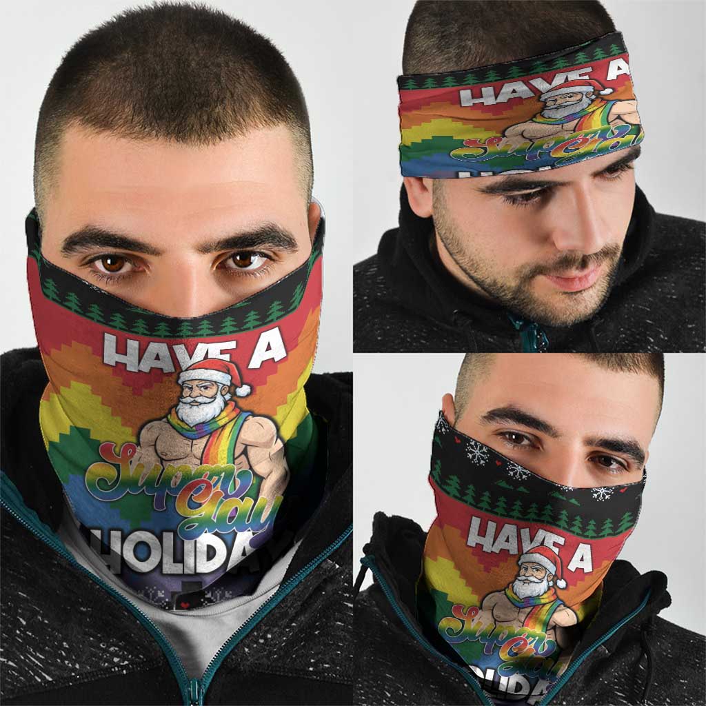 Have A Super Gay Holiday Christmas Neck Gaiter Xmas Holiday Patterns - Wonder Print Shop