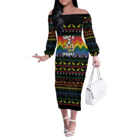 Have A Super Gay Holiday Christmas Off The Shoulder Long Sleeve Dress Xmas Holiday Patterns - Wonder Print Shop