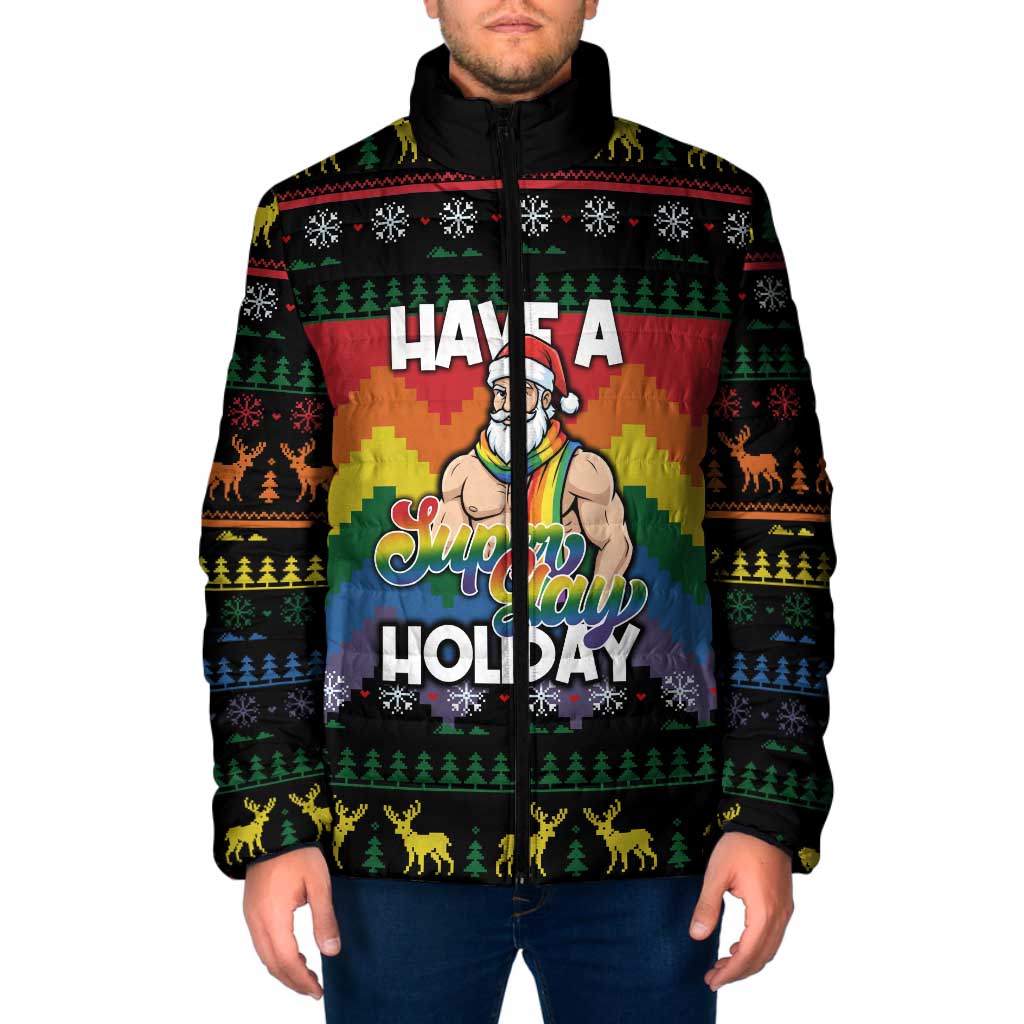 Have A Super Gay Holiday Christmas Padded Jacket Xmas Holiday Patterns - Wonder Print Shop