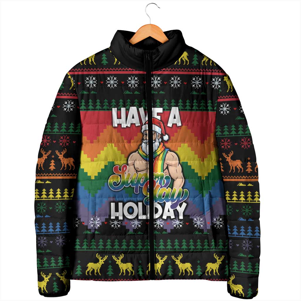 Have A Super Gay Holiday Christmas Padded Jacket Xmas Holiday Patterns - Wonder Print Shop