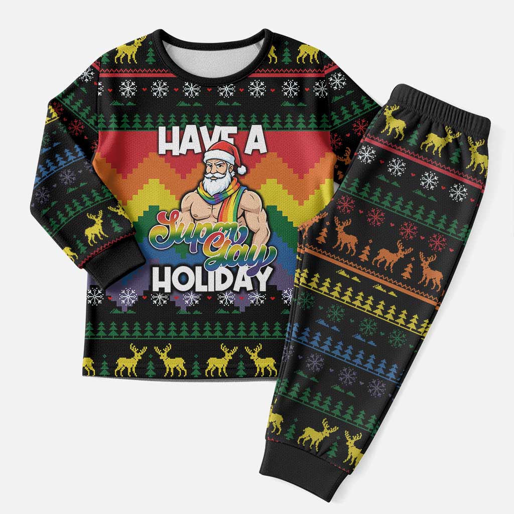 Have A Super Gay Holiday Christmas Pajama Set Xmas Holiday Patterns - Wonder Print Shop
