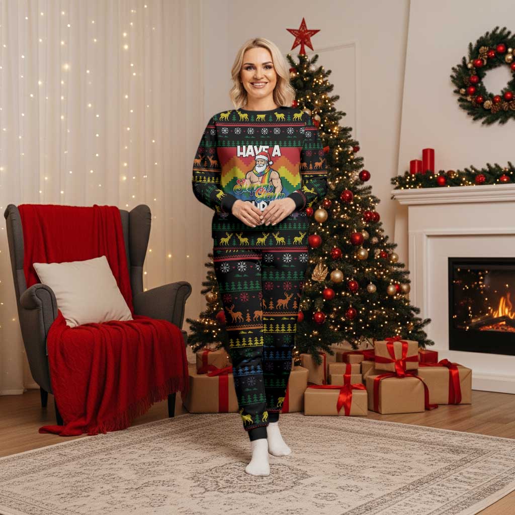 Have A Super Gay Holiday Christmas Pajama Set Xmas Holiday Patterns - Wonder Print Shop