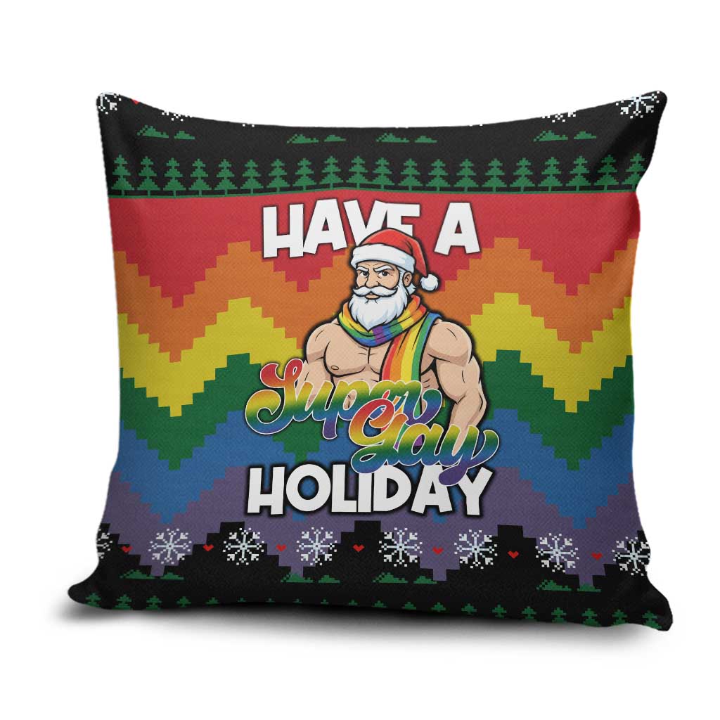 Have A Super Gay Holiday Christmas Pillow Cover Xmas Holiday Patterns - Wonder Print Shop