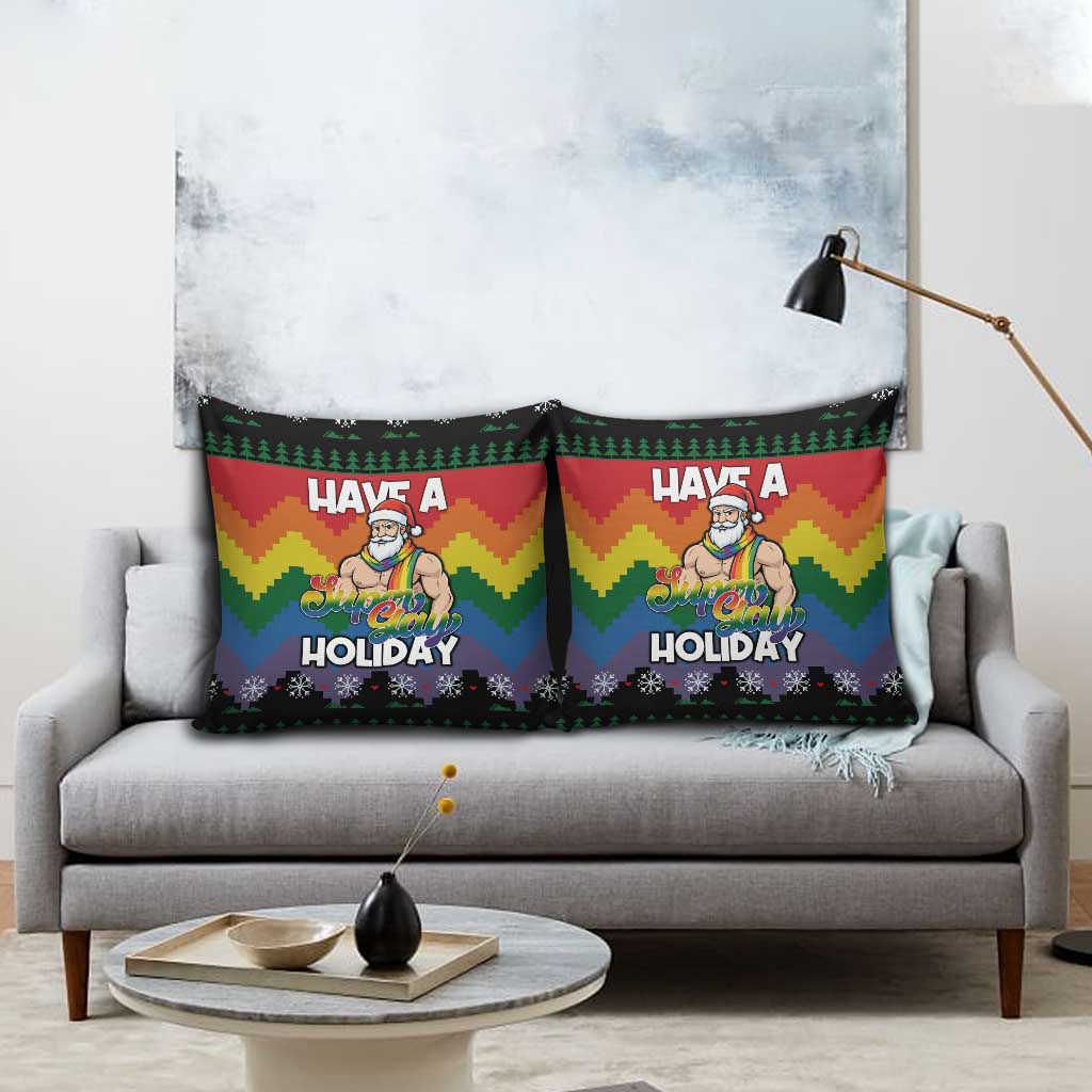 Have A Super Gay Holiday Christmas Pillow Cover Xmas Holiday Patterns - Wonder Print Shop