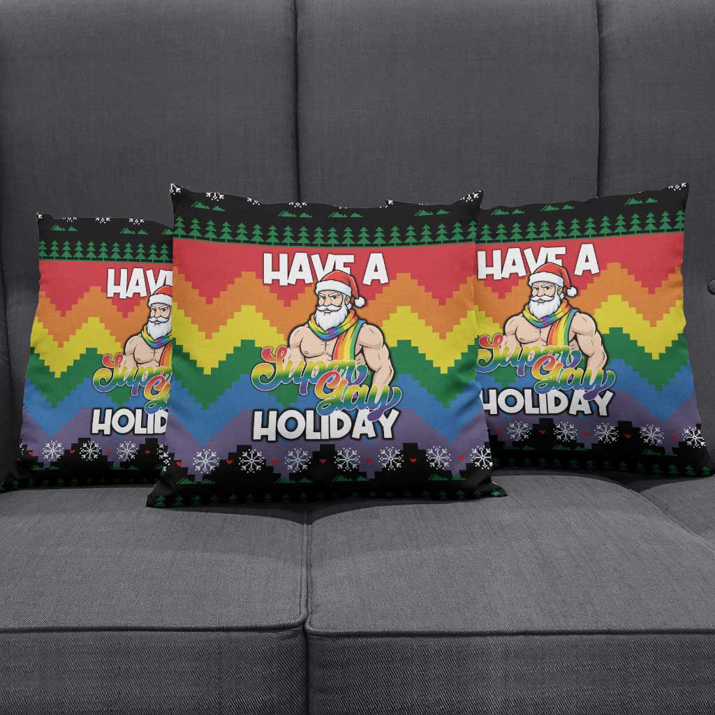Have A Super Gay Holiday Christmas Pillow Cover Xmas Holiday Patterns - Wonder Print Shop