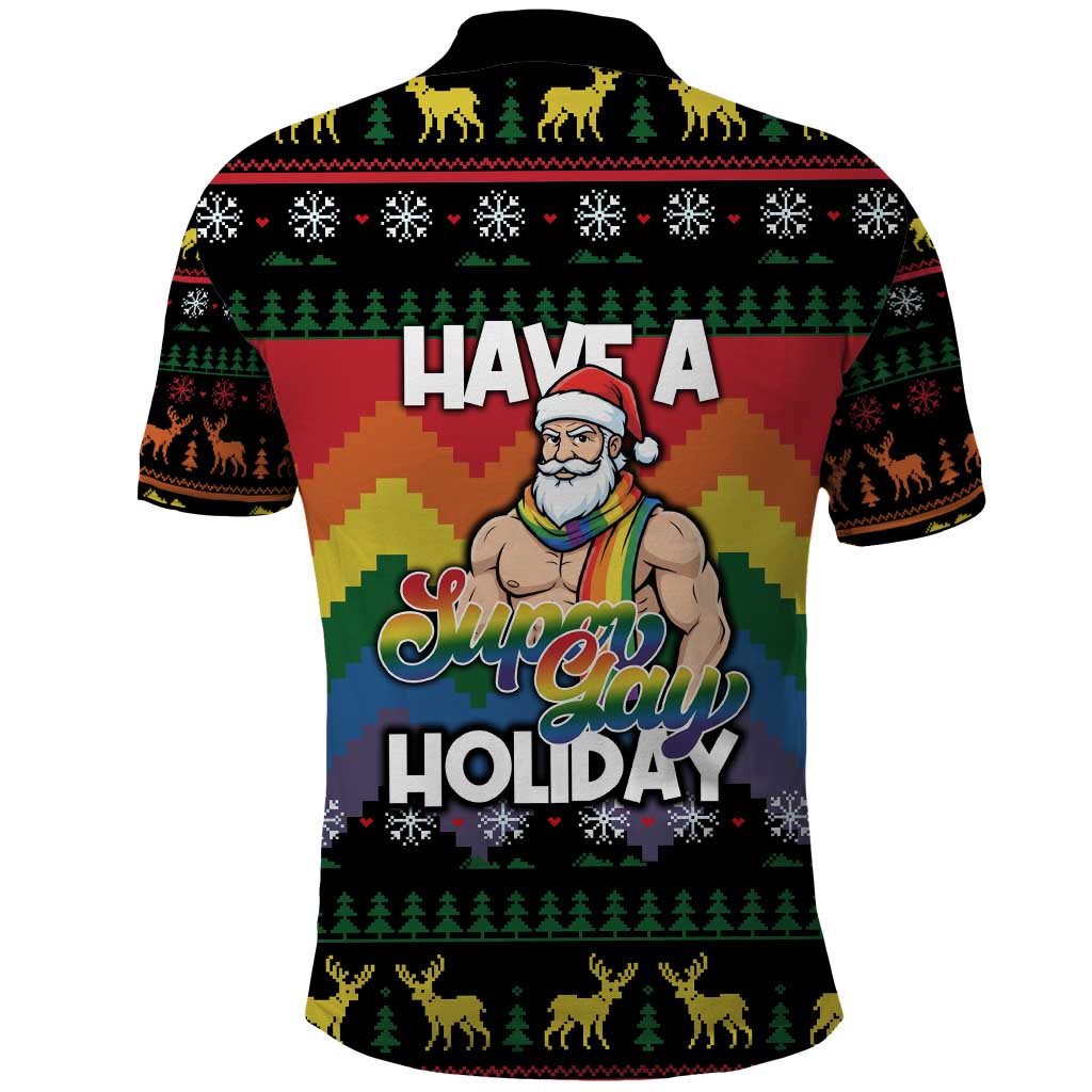 Have A Super Gay Holiday Christmas Polo Shirt Xmas Holiday Patterns - Wonder Print Shop