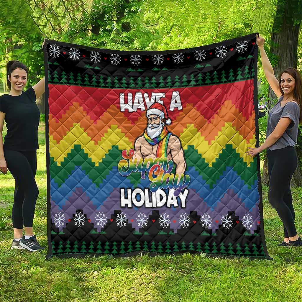 Have A Super Gay Holiday Christmas Quilt Xmas Holiday Patterns - Wonder Print Shop