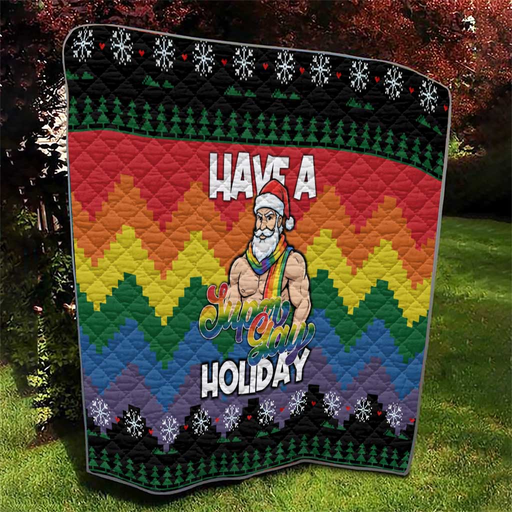 Have A Super Gay Holiday Christmas Quilt Xmas Holiday Patterns - Wonder Print Shop