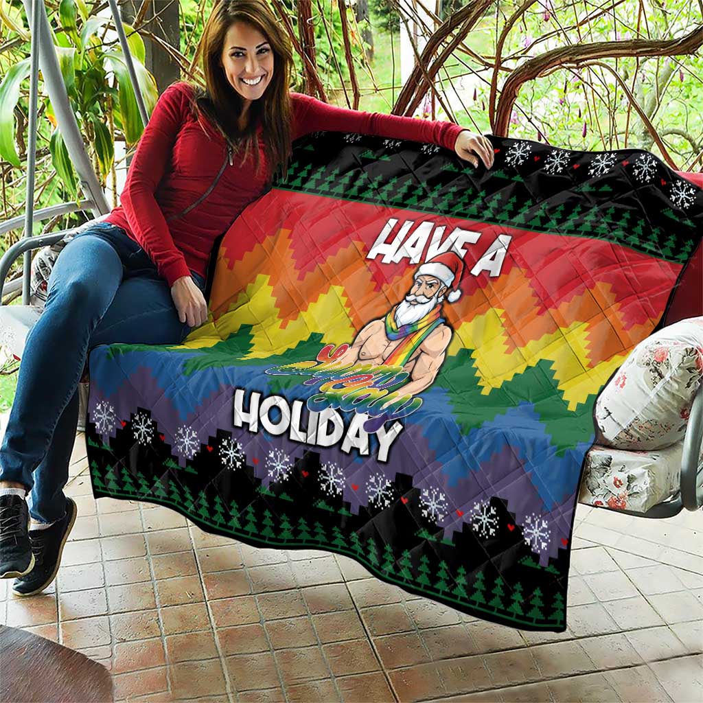 Have A Super Gay Holiday Christmas Quilt Xmas Holiday Patterns - Wonder Print Shop