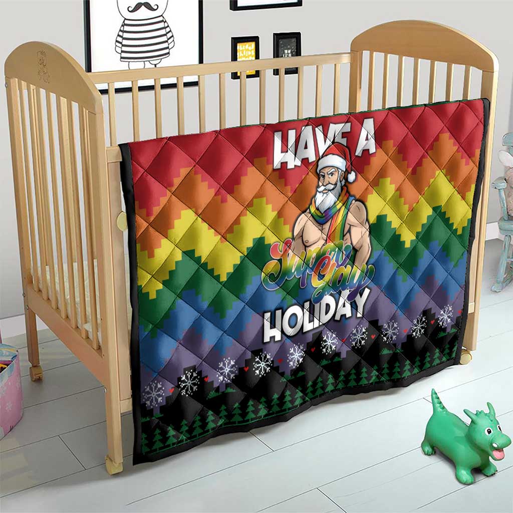 Have A Super Gay Holiday Christmas Quilt Xmas Holiday Patterns - Wonder Print Shop