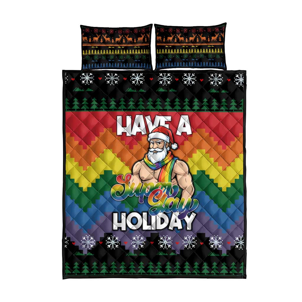 Have A Super Gay Holiday Christmas Quilt Bed Set Xmas Holiday Patterns - Wonder Print Shop