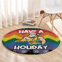 Have A Super Gay Holiday Christmas Round Carpet Xmas Holiday Patterns - Wonder Print Shop