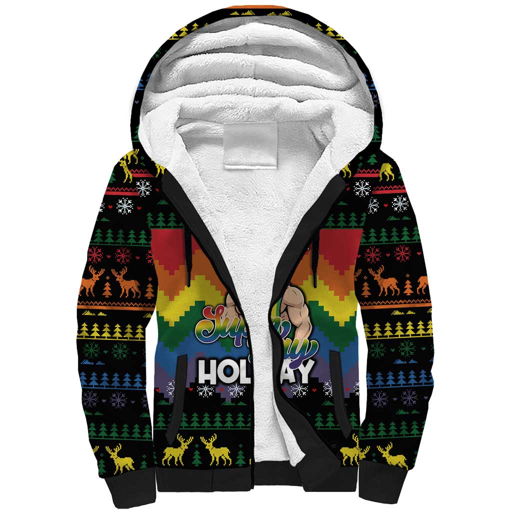Have A Super Gay Holiday Christmas Sherpa Hoodie Xmas Holiday Patterns - Wonder Print Shop