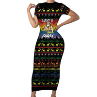 Have A Super Gay Holiday Christmas Short Sleeve Bodycon Dress Xmas Holiday Patterns - Wonder Print Shop