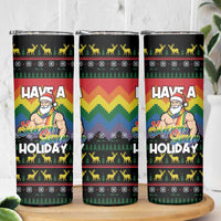 Have A Super Gay Holiday Christmas Skinny Tumbler Xmas Holiday Patterns - Wonder Print Shop