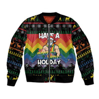 Have A Super Gay Holiday Christmas Sleeve Zip Bomber Jacket Xmas Holiday Patterns - Wonder Print Shop