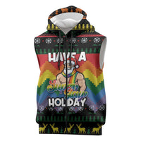 Have A Super Gay Holiday Christmas Sleeveless Zip Hoodie Xmas Holiday Patterns - Wonder Print Shop