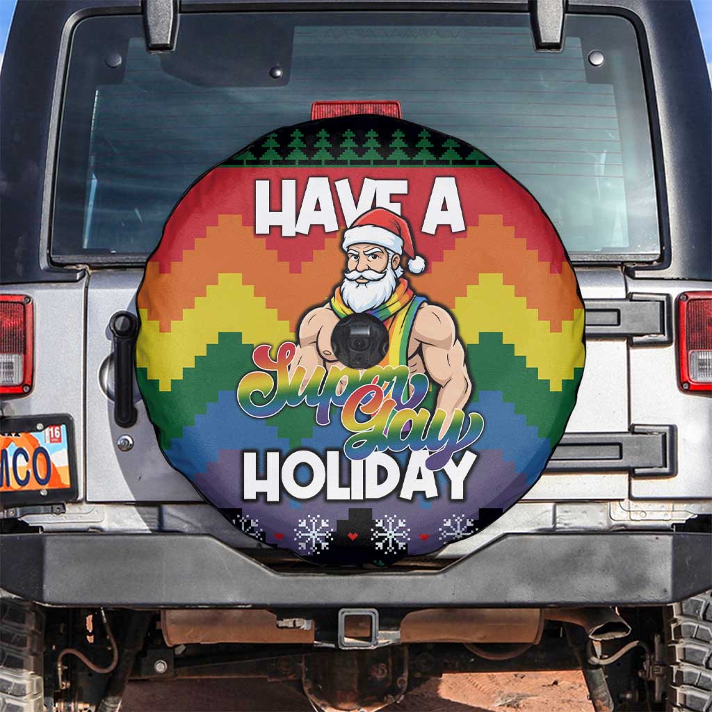 Have A Super Gay Holiday Christmas Spare Tire Cover Xmas Holiday Patterns - Wonder Print Shop