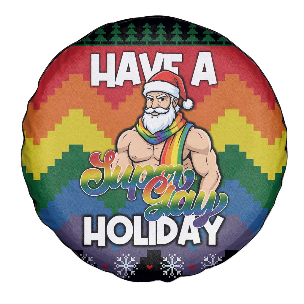 Have A Super Gay Holiday Christmas Spare Tire Cover Xmas Holiday Patterns - Wonder Print Shop