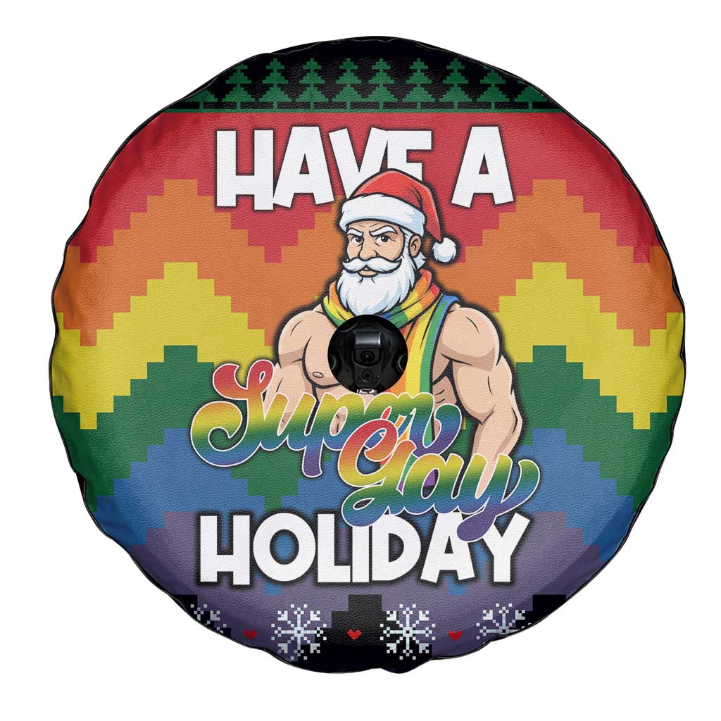 Have A Super Gay Holiday Christmas Spare Tire Cover Xmas Holiday Patterns - Wonder Print Shop