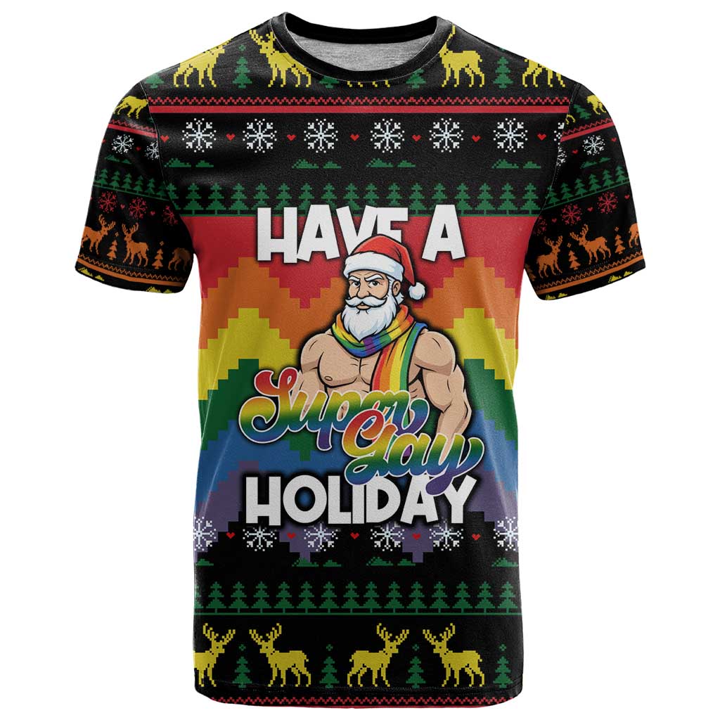 Have A Super Gay Holiday Christmas T Shirt Xmas Holiday Patterns - Wonder Print Shop