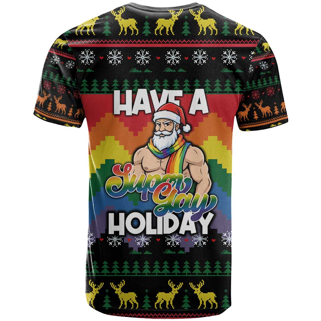 Have A Super Gay Holiday Christmas T Shirt Xmas Holiday Patterns - Wonder Print Shop