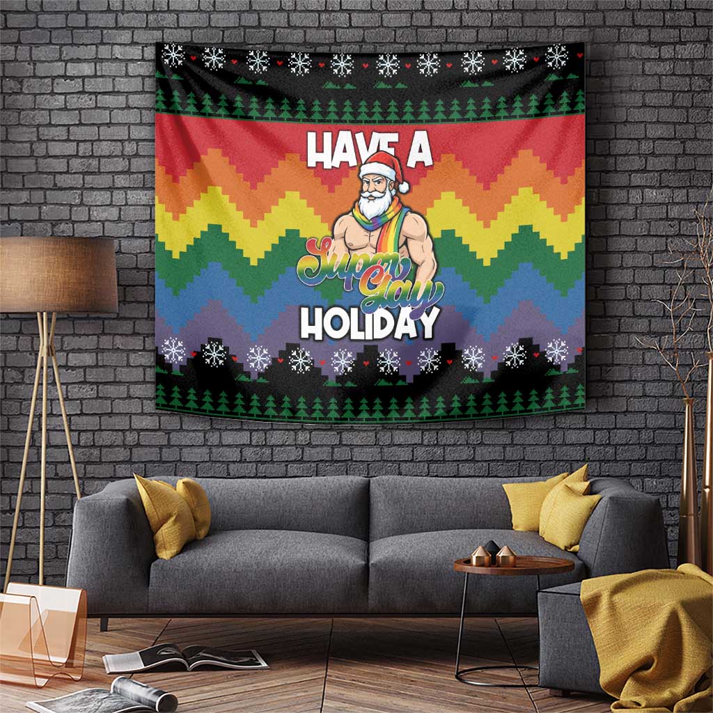 Have A Super Gay Holiday Christmas Tapestry Xmas Holiday Patterns - Wonder Print Shop