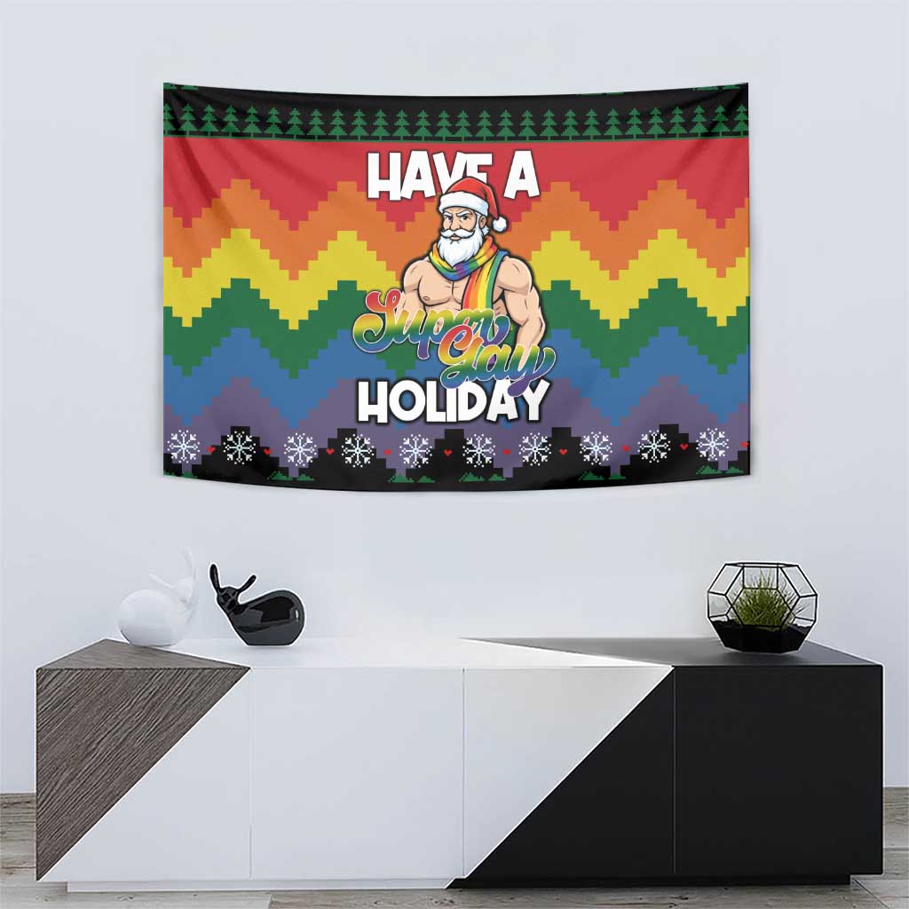 Have A Super Gay Holiday Christmas Tapestry Xmas Holiday Patterns - Wonder Print Shop