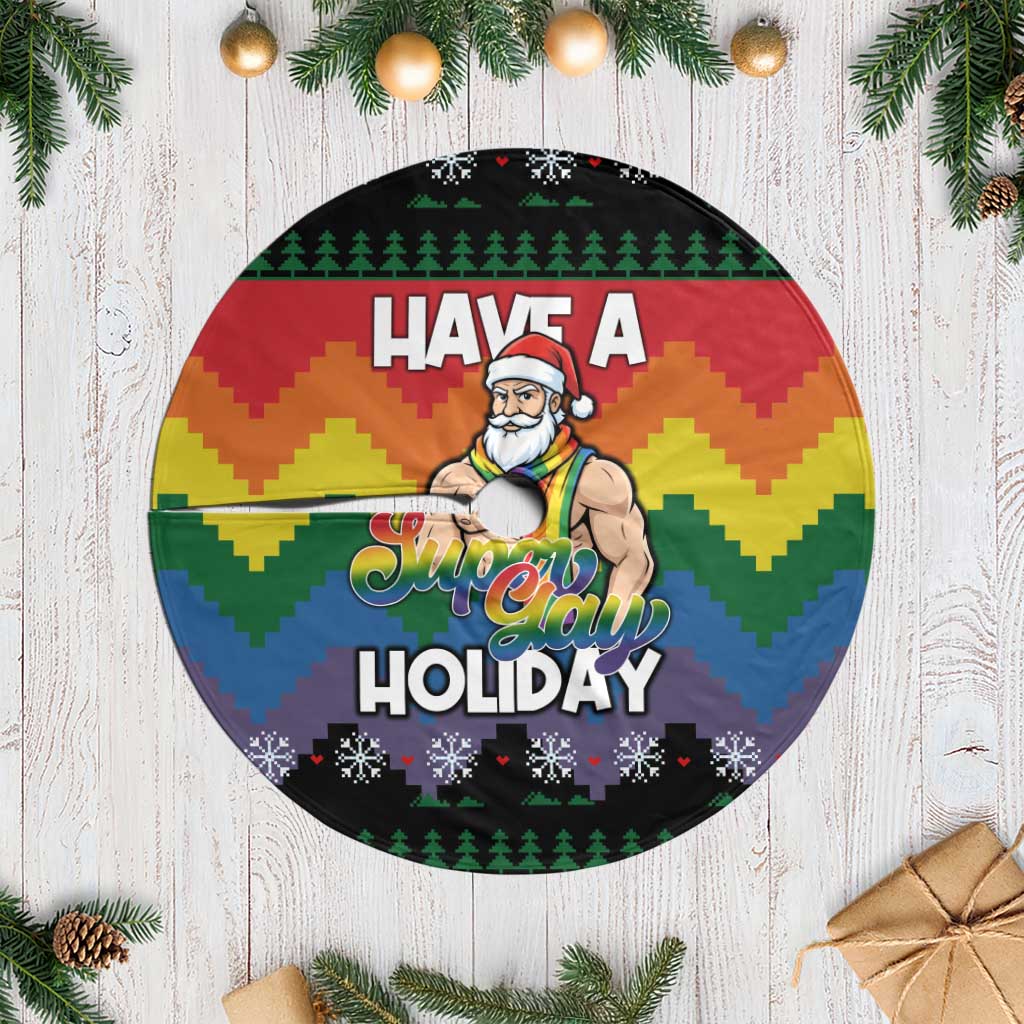 Have A Super Gay Holiday Christmas Tree Skirt Xmas Holiday Patterns - Wonder Print Shop