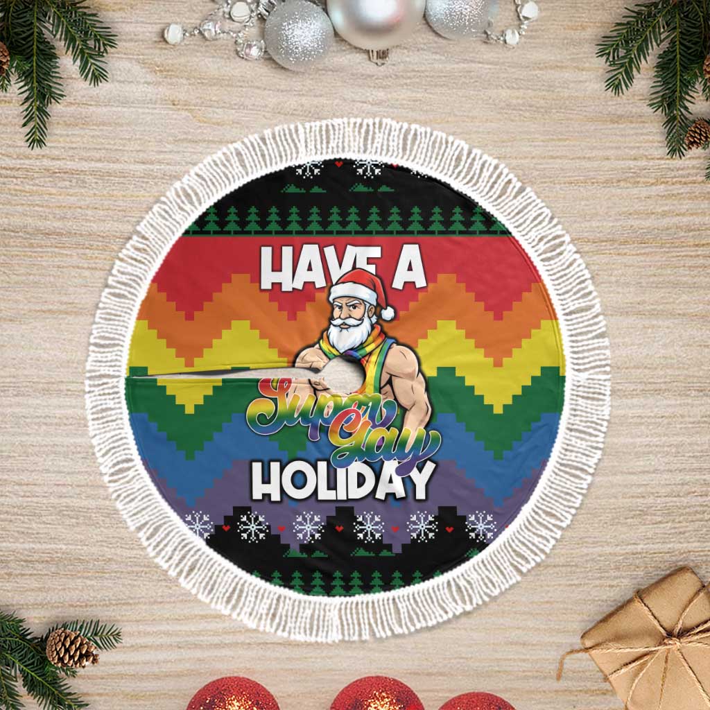 Have A Super Gay Holiday Christmas Tree Skirt Xmas Holiday Patterns - Wonder Print Shop