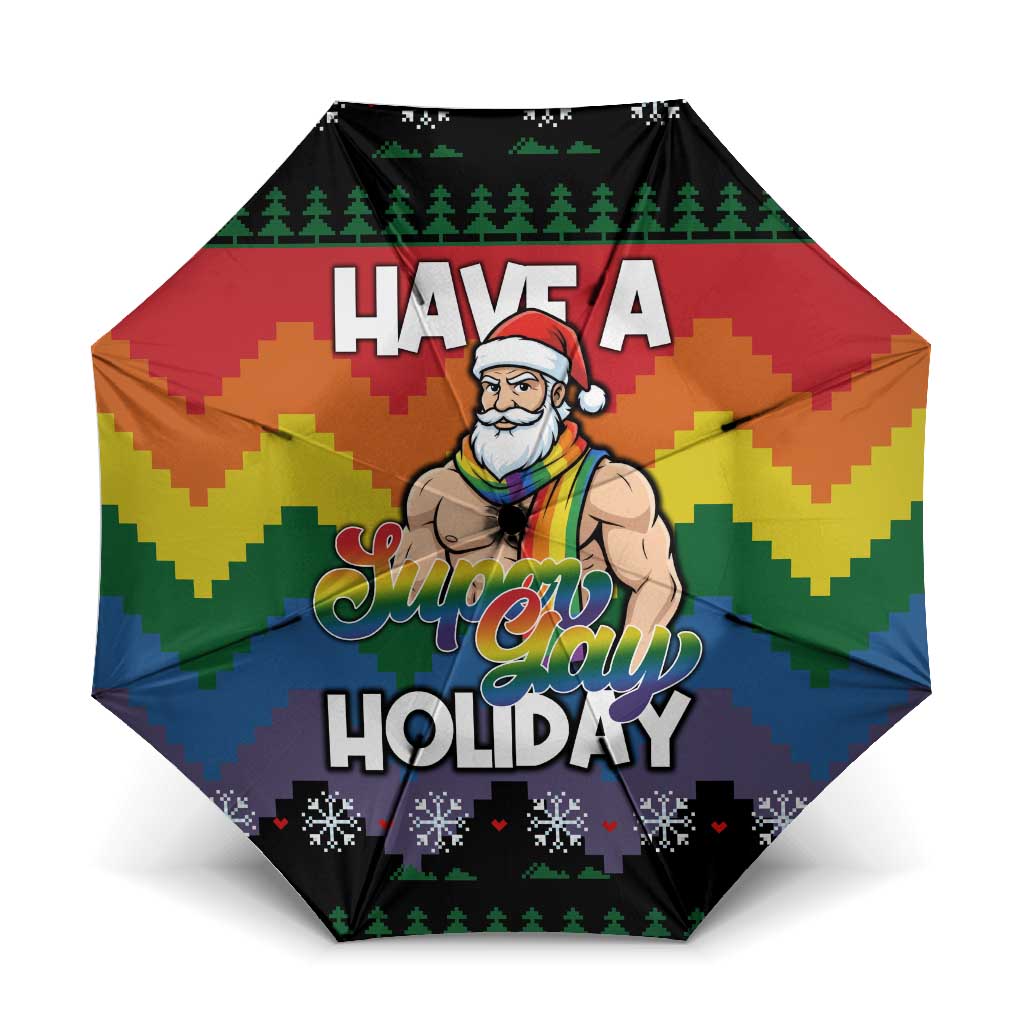 Have A Super Gay Holiday Christmas Umbrella Xmas Holiday Patterns - Wonder Print Shop