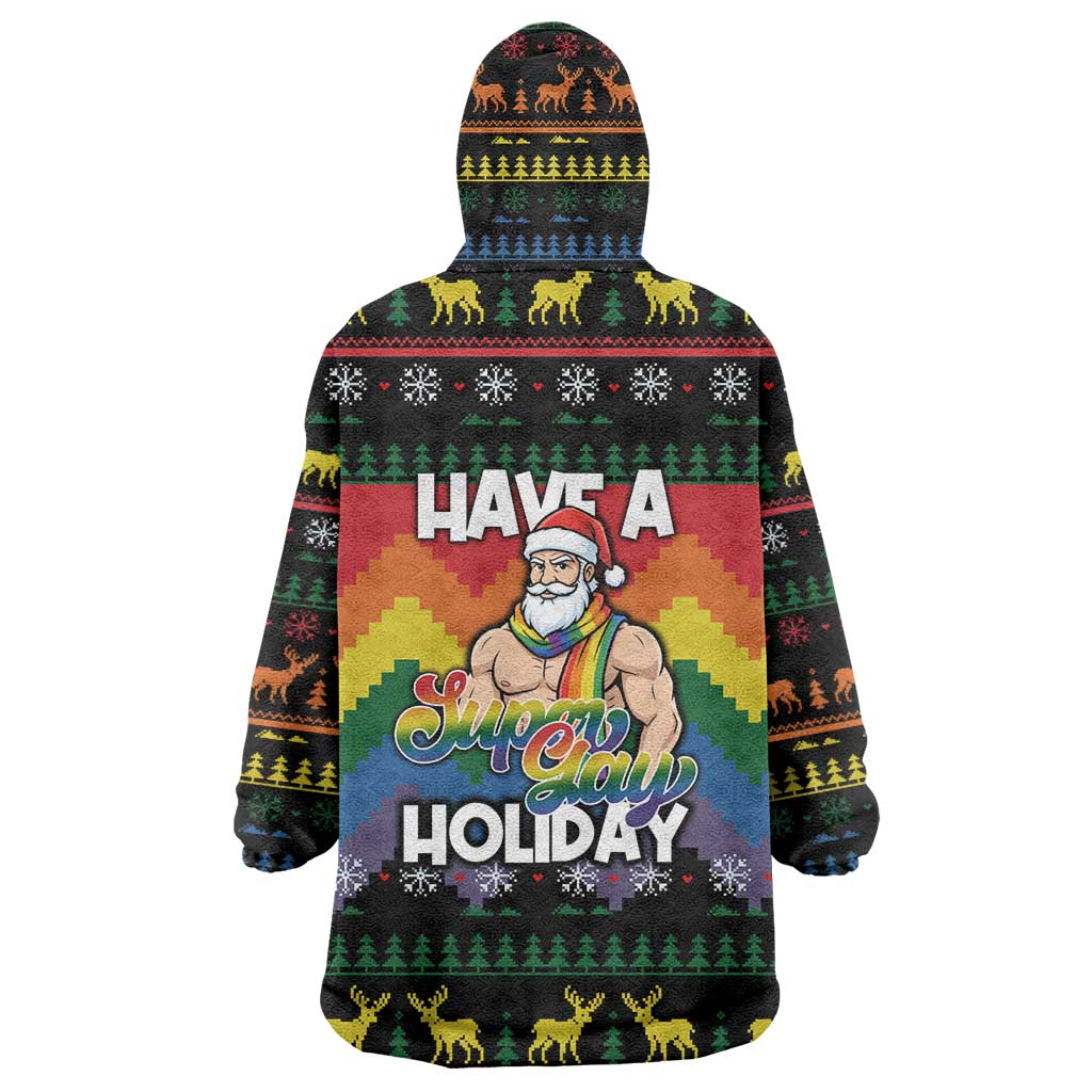 Have A Super Gay Holiday Christmas Wearable Blanket Hoodie Xmas Holiday Patterns - Wonder Print Shop