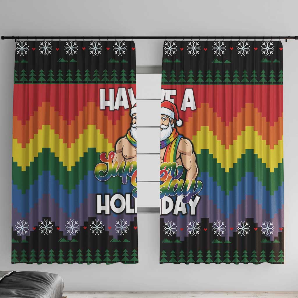 Have A Super Gay Holiday Christmas Window Curtain Xmas Holiday Patterns - Wonder Print Shop