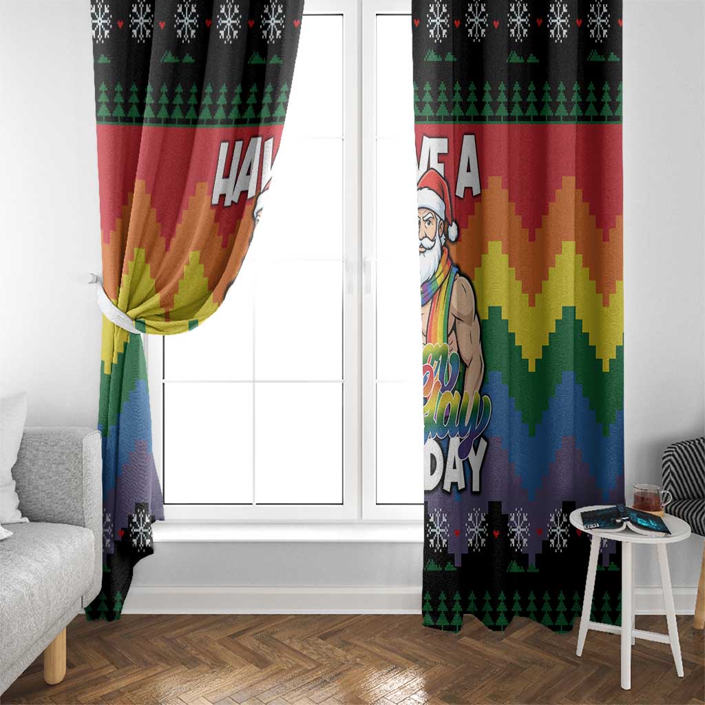 Have A Super Gay Holiday Christmas Window Curtain Xmas Holiday Patterns - Wonder Print Shop