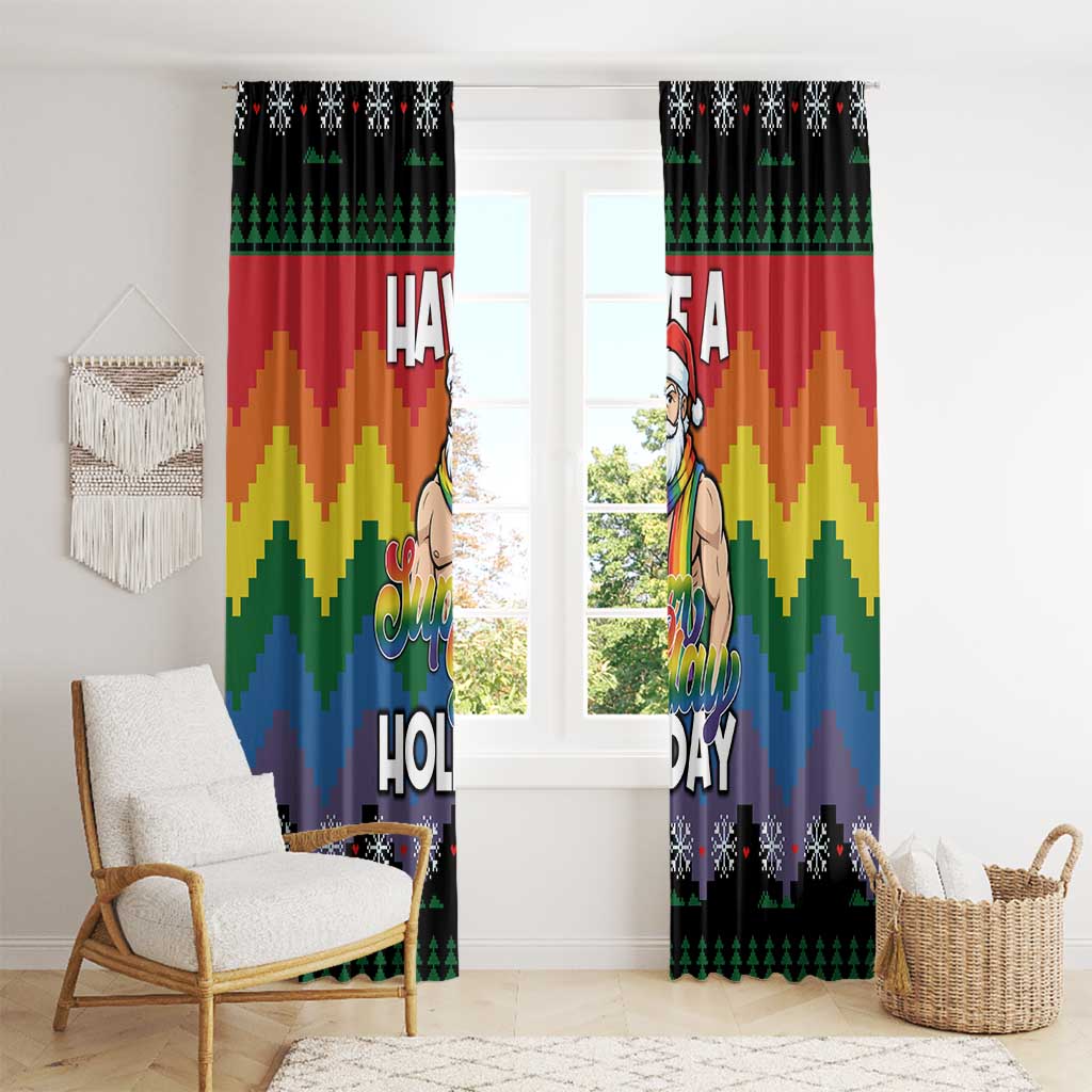 Have A Super Gay Holiday Christmas Window Curtain Xmas Holiday Patterns - Wonder Print Shop